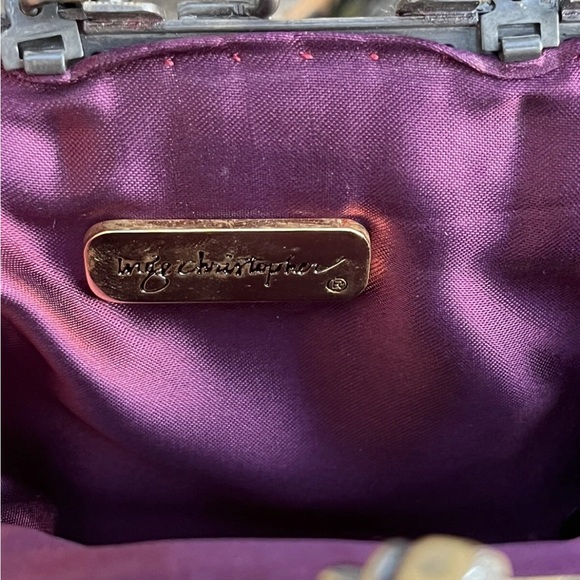 Inge Christopher Purple Rainbow Beaded Jeweled Purse Bag Clutch Vintage 70s 80s